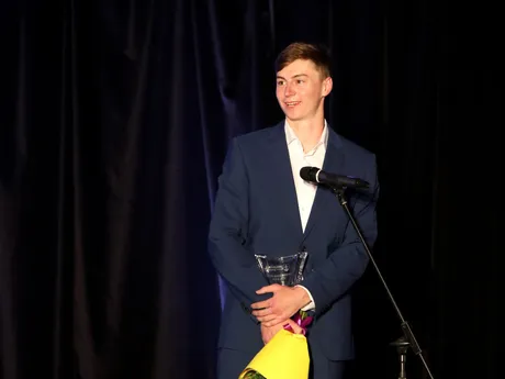 Jakub Borguľa počas galavečera TIPOS Biatlonista roka 2025.