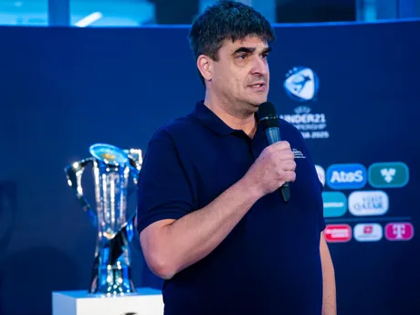 Manažér infraštruktúry štadiónov Marek Majerčák počas tlačovej konferencie pred ME vo futbale do 21 rokov 2025 (EURO U21 2025).