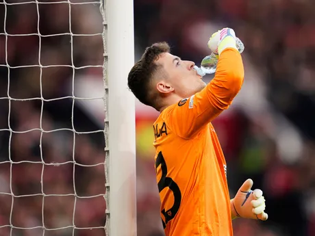 Brankár Bilbaa Julen Agirrezabala počas odvety semifinále Európskej ligy: Manchester United - Athletic Bilbao.
