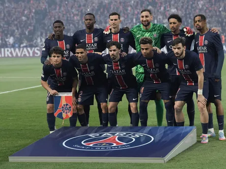 Tím PSG počas odvetného zápasu semifinále Ligy majstrov Paríž St. Germain - Arsenal FC. 