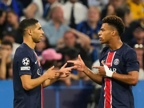 Achraf Hakimi oslavuje gól počas zápasu Paríž St. Germain - Inter Miláno vo finále Ligy majstrov. 