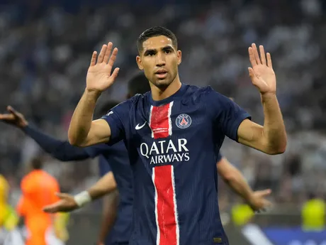 Achraf Hakimi oslavuje gól počas zápasu Paríž St. Germain - Inter Miláno vo finále Ligy majstrov. 