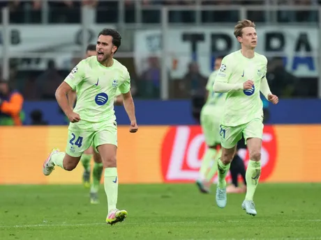 Eric Garcia oslavuje gól počas odvetného zápasu semifinále Ligy majstrov Inter Miláno - FC Barcelona. 