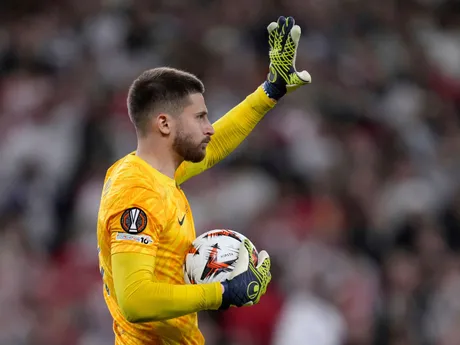 Brankár Vicario v zápase Tottenham Hotspur - Manchester United vo finále Európskej ligy 2024/2025.