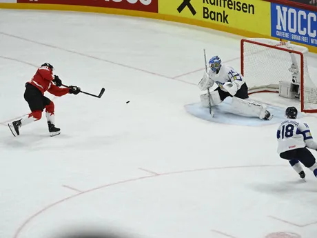 Ryan O'Reilly počas zápasu Kanada - Fínsko v skupine A na MS v hokeji 2025. 