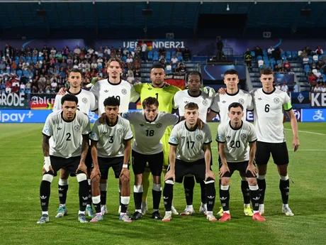 Nemeckí futbalisti pred zápasom Nemecko - Slovinsko v skupine B na EURO U21 2025.