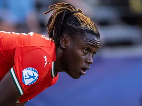 Hráč Portugalska Geovany Quenda počas zápasu Portugalsko - Holandsko vo štvrťfinále na EURO U21 2025 (ME vo futbale do 21 rokov). 