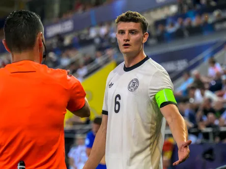 Eric Martel (Nemecko) počas zápasu Nemecko - Francúzsko v semifinále na EURO U21 2025 (ME vo futbale do 21 rokov).