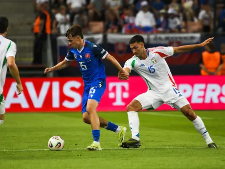 Fotka zo zápasu Slovensko - Taliansko na EURO U21 2025.