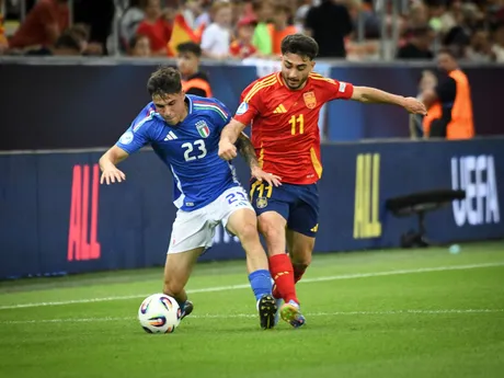 Fotka zo zápasu skupiny A Španielsko - Taliansko na EURO U21 2025.