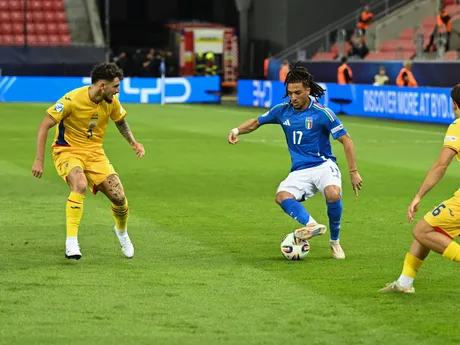 Fotka zo zápasu Taliansko - Rumunska na šampionáte EURO U21 2025.