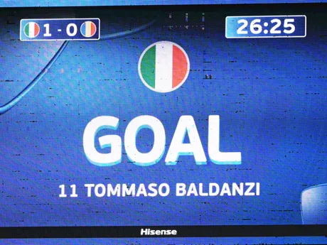 Fotka zo zápasu Taliansko - Rumunska na šampionáte EURO U21 2025.