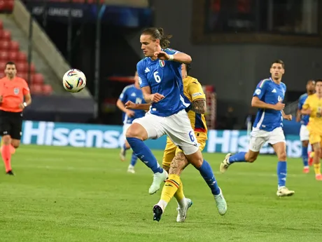 Fotka zo zápasu Taliansko - Rumunska na šampionáte EURO U21 2025.