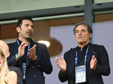 Bývalý taliansky brankár Gianluigi Buffon na zápase Slovensko - Taliansko na EURO U21 2025.