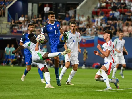 Fotka zo zápasu Slovensko - Taliansko na EURO U21 2025.