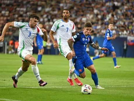 Fotka zo zápasu Slovensko - Taliansko na EURO U21 2025.