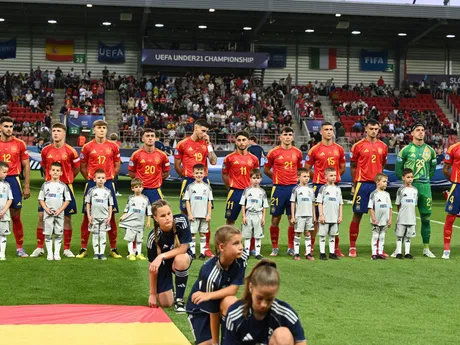 Fotka zo zápasu skupiny A Španielsko - Taliansko na EURO U21 2025.