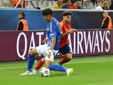 Fotka zo zápasu skupiny A Španielsko - Taliansko na EURO U21 2025.