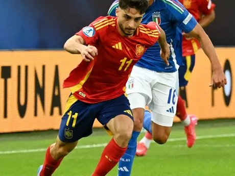 Fotka zo zápasu skupiny A Španielsko - Taliansko na EURO U21 2025.