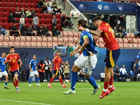 Fotka zo zápasu skupiny A Španielsko - Taliansko na EURO U21 2025.