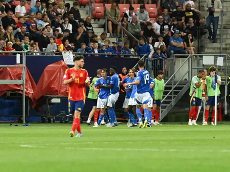 Fotka zo zápasu skupiny A Španielsko - Taliansko na EURO U21 2025.