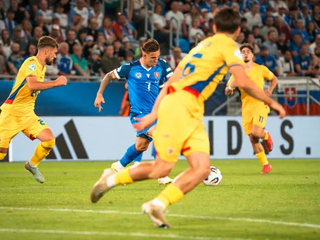Tomáš Suslov v zápase Slovensko - Rumunsko na EURO U21 v Bratislave.