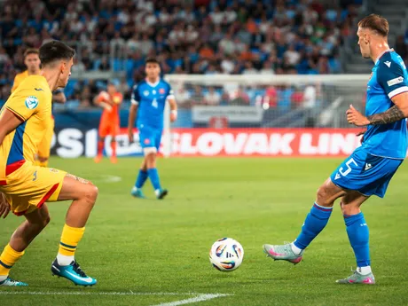 Dominik Javorček v zápase Slovensko - Rumunsko na EURO U21 v Bratislave.