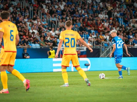 Tomáš Rigo v zápase Slovensko - Rumunsko na EURO U21 v Bratislave.