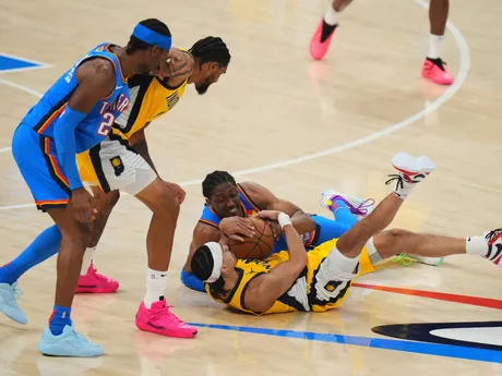 Fotka z rozhodujúceho zápasu číslo 7 vo finále NBA: Oklahoma City Thunder - Indiana Pacers.