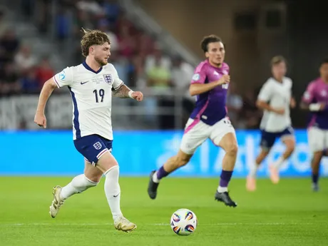 Harvey Elliott počas zápasu Anglicko - Nemecko vo finále na EURO U21 2025 (ME vo futbale do 21 rokov).