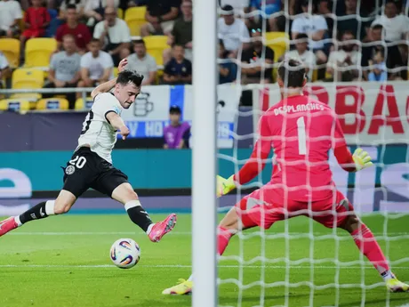 Paul Nebel počas zápasu Nemecko - Taliansko vo štvrťfinále na EURO U21 2025 (ME vo futbale do 21 rokov).