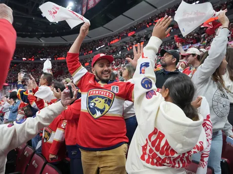 Momentka zo zápasu Florida - Edmonton (4. zápas finále NHL)