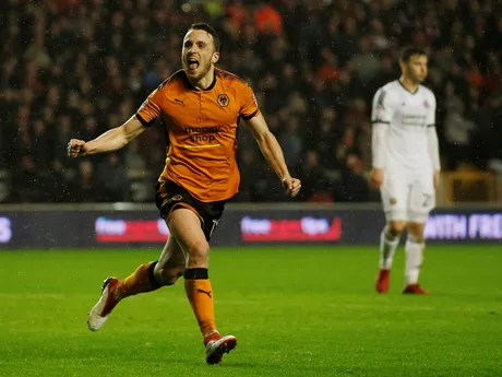 Diogo Jota v zápase Wolverhampton Wanderers - Sheffield United v Championship vo februári 2018.