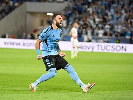 Tigran Barseghjan (Slovan) sa raduje po strelení prvého gólu