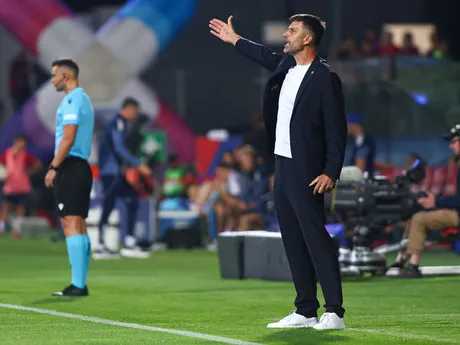 Na snímke hlavný tréner MŠK Žilina Pavol Staňo počas prvého zápasu 2. predkola Európskej konferenčnej ligy (EKL) medzi Raków Čenstochová - MŠK Žilina.