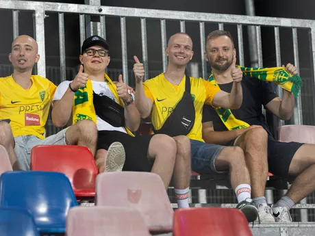 Na snímke fanúšikovia MŠK Žilina počas prvého zápasu 2. predkola Európskej konferenčnej ligy (EKL) medzi Raków Čenstochová - MŠK Žilina.