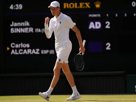 Jannik Sinner vo finále Wimbledonu 2025.