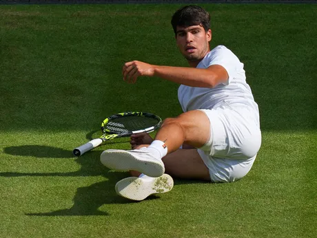Carlos Alcaraz vo finále WImbledonu 2025.