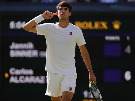 Carlos Alcaraz vo finále WImbledonu 2025.
