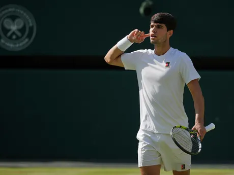 Carlos Alcaraz vo finále WImbledonu 2025.