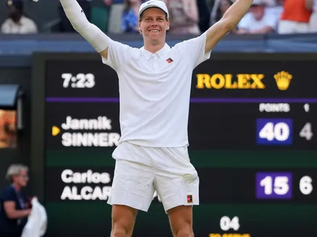 Jannik Sinner po víťazstve vo finále WImbledonu 2025.