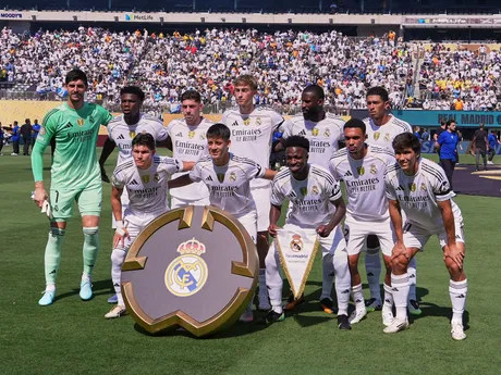 Futbalisti Realu pred zápasom štvrťfinále na MS klubov 2025: Real Madrid - Borussia Dortmund.
