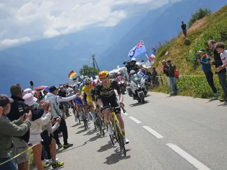 Tadej PogaČar  počas 18. etapy Tour de France 2025.
