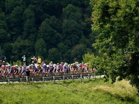 Pelotón počas 19. etapy na Tour de France. 