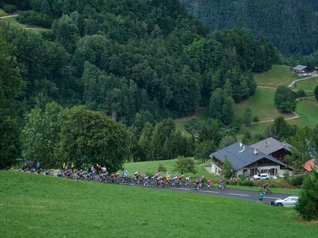 Pelotón počas 19. etapy na Tour de France. 