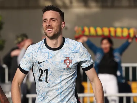 Diogo Jota sa teší po strelenom góle v zápase Portugalsko - Chorvátsko v júni 2024.
