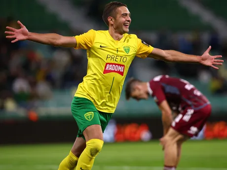 Na snímke uprostred Michal Faško (Žilina) sa raduje z gólu v zápase 5. kola futbalovej Niké ligy medzi MŠK Žilina - FK Železiarne Podbrezová.