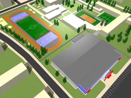 Na snímke projekt Malého zimného štadióna na Hodžovej ulici v Trenčíne.