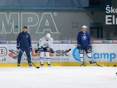 Na snímke sú hokejisti HK Nitra počas prvého tréningu pred sezónou 2025/2026.