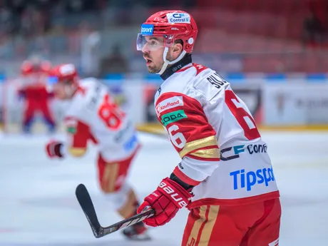Jakub Suja (Prešov) počas zápasu 6. kola hokejovej Tipsport ligy HC Prešov - HK 32 Liptovský Mikuláš.